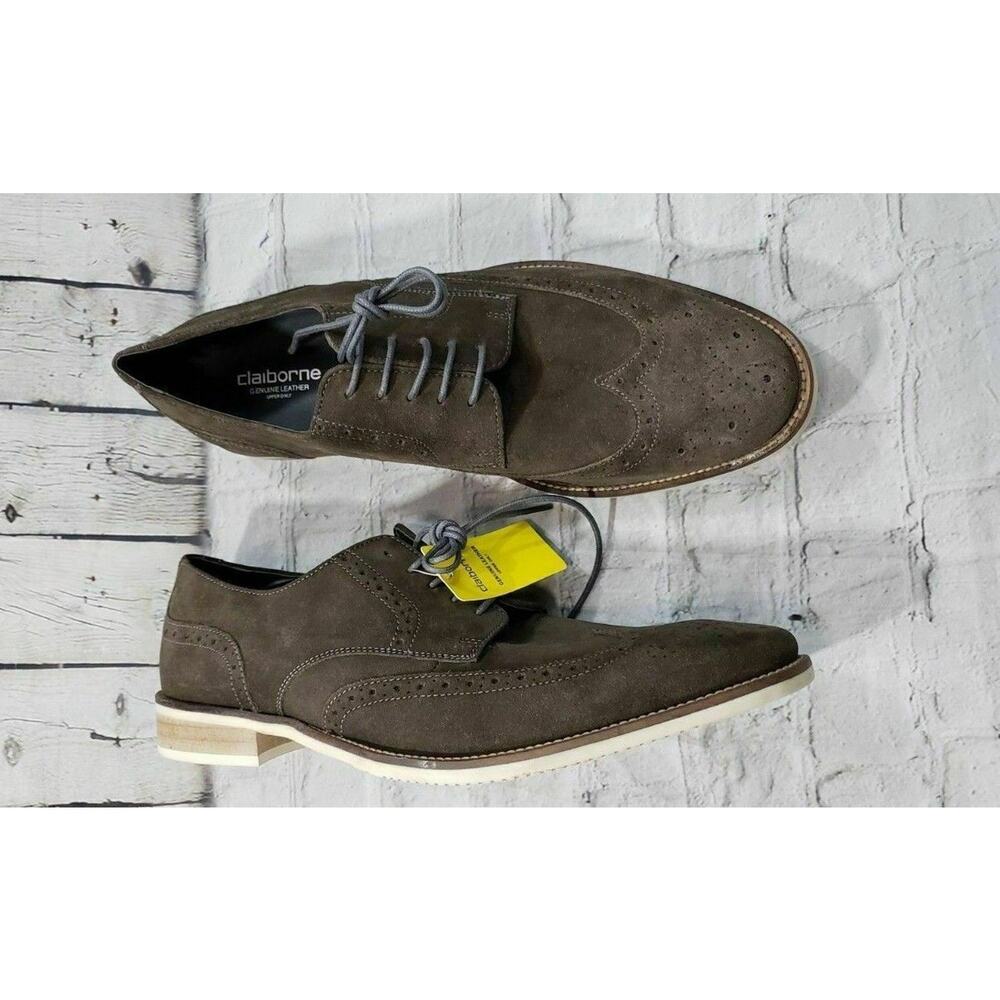 Claiborne Genuine Leather Upper Only Lace Up Oxford Brown Shoe MENS SIZE 12